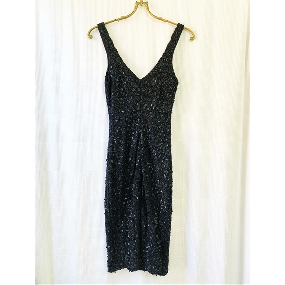 Sequinned, sleeveless, black minidress - Picture 3 of 4